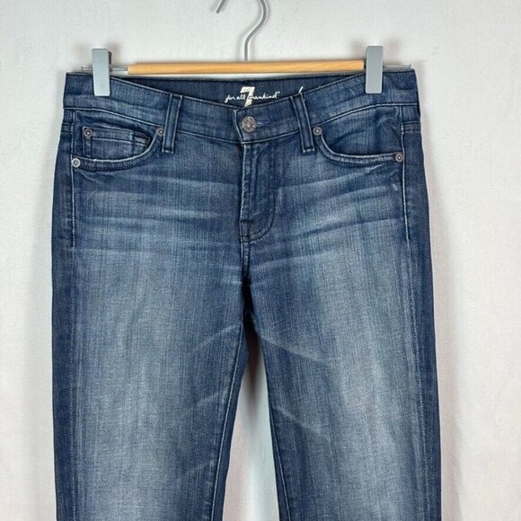 7 for all Mankind Women's Lowrise bootcut rhinestone pocket jeans size 26 Y2K - Picture 2 of 16